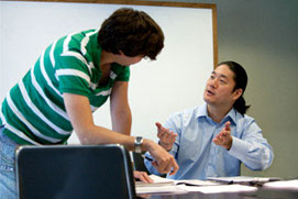 Steve Che administers skills testing at the instructor training session in Los Angeles, CA